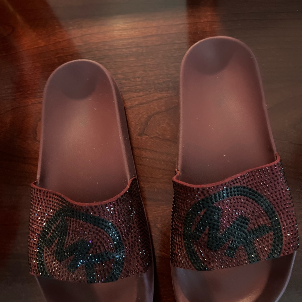 Michael Kors Burgundy Slide Sandals